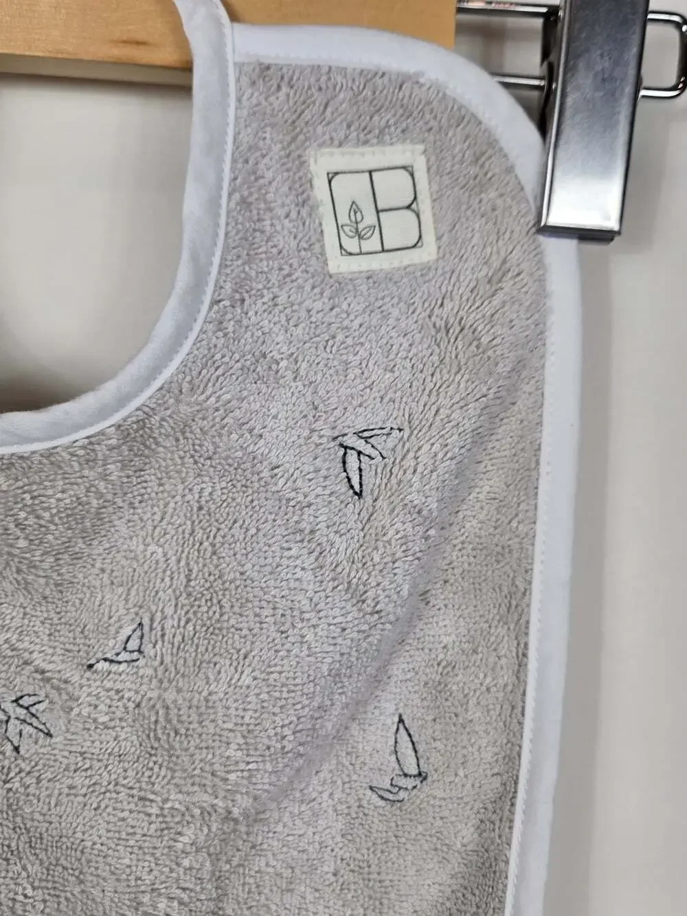 Carré Blanc Paris Baby Bib Gray Fox Rabbit Birds Organic Cotton NWT 11x16
